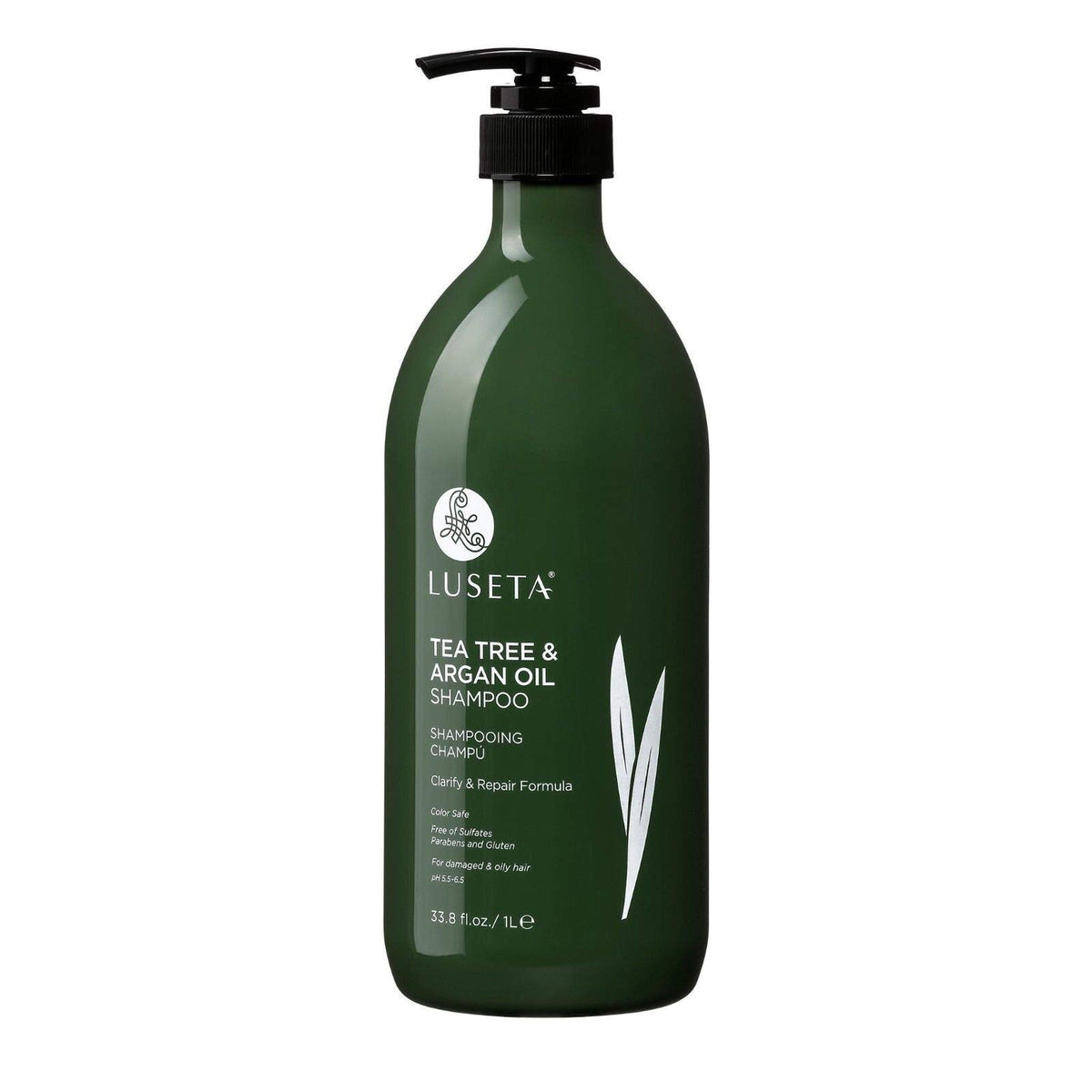 Luseta pouring shampoo texture close-up highlighting clarifying benefit