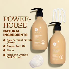 LUSETA shampoo poured in palm showing product volume and ease