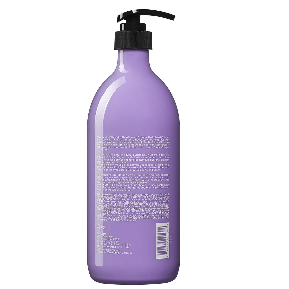 LUSETA pump dispensing shampoo demonstrating easy application