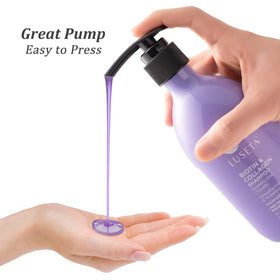 LUSETA bottle in hand showing 33.8oz scale for value