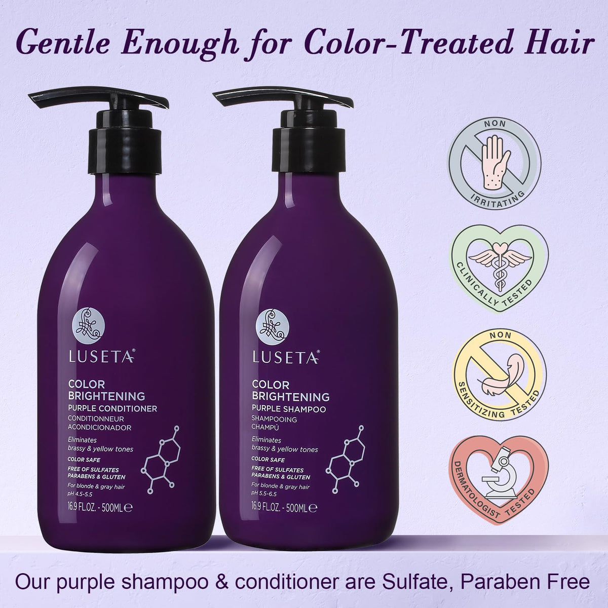 LUSÈTA shampoo lather close-up demonstrating pigment-rich foam for brassiness control