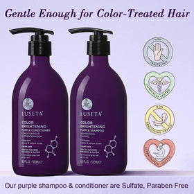 LUSÈTA shampoo lather close-up demonstrating pigment-rich foam for brassiness control