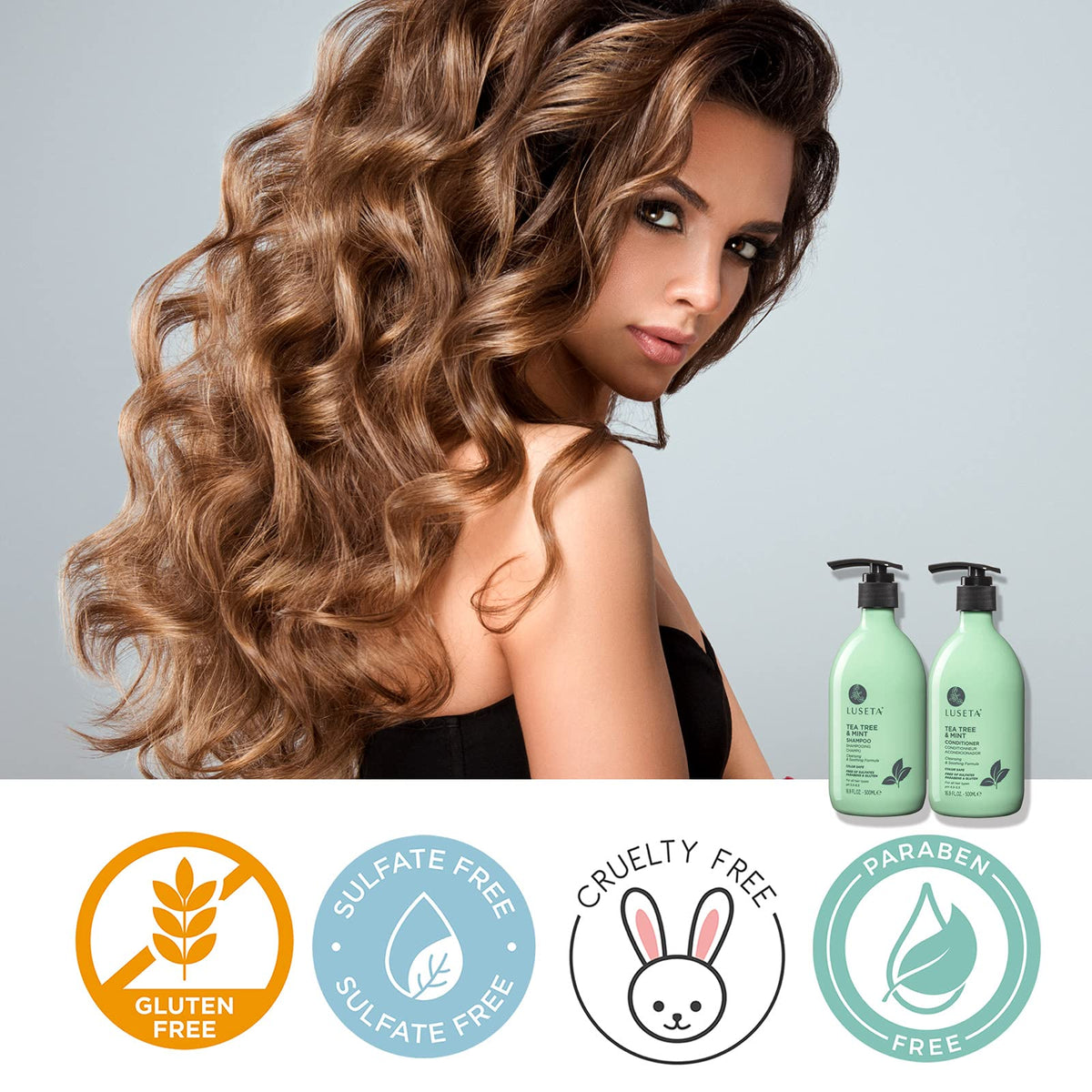 Luseta shampoo foaming on hand showing gentle lather benefit