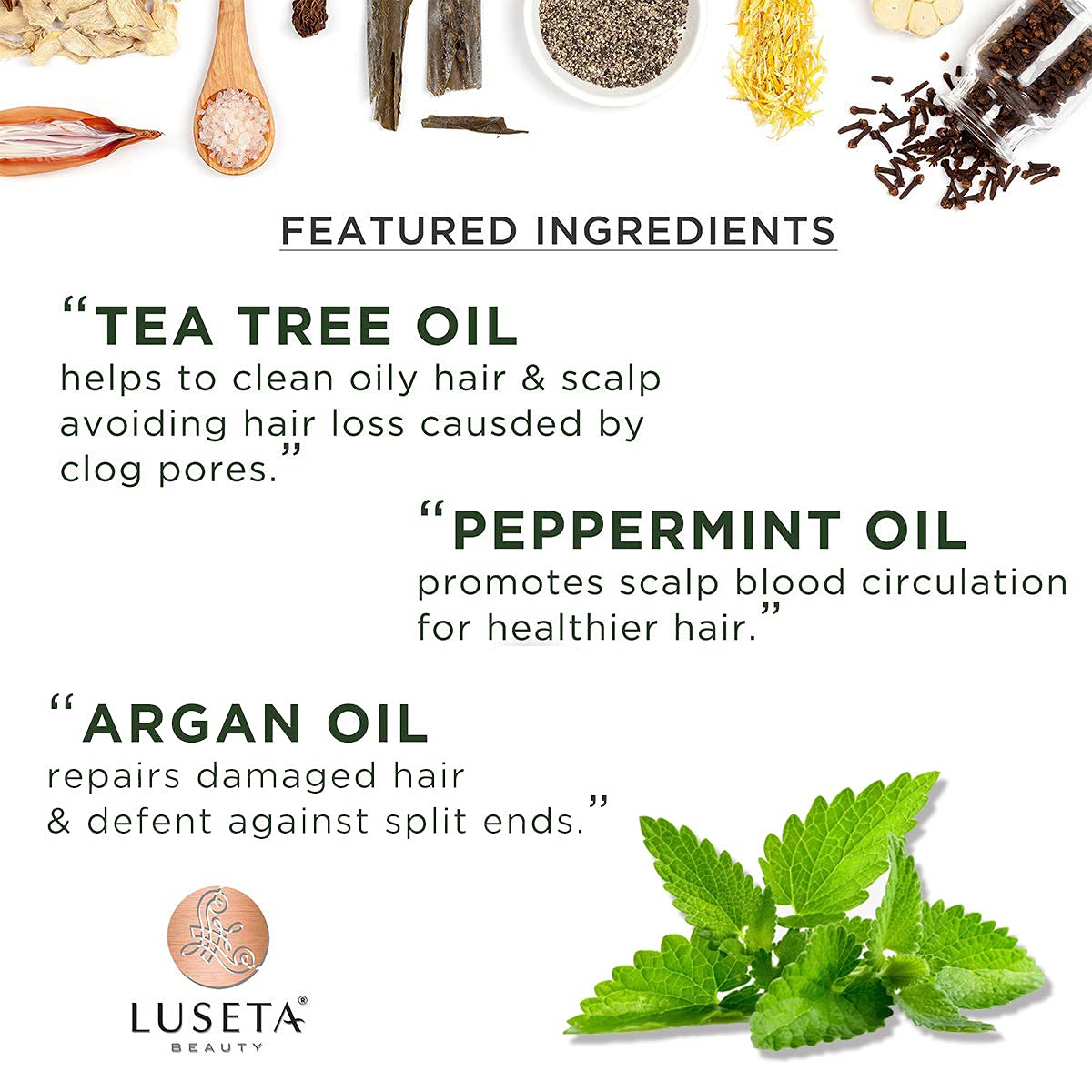 Pour of Luseta shampoo texture highlighting smooth, moisturizing formula
