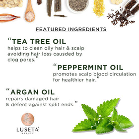 Pour of Luseta shampoo texture highlighting smooth, moisturizing formula