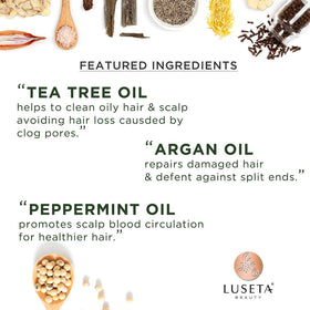 Luseta back label close-up listing ingredients and usage directions