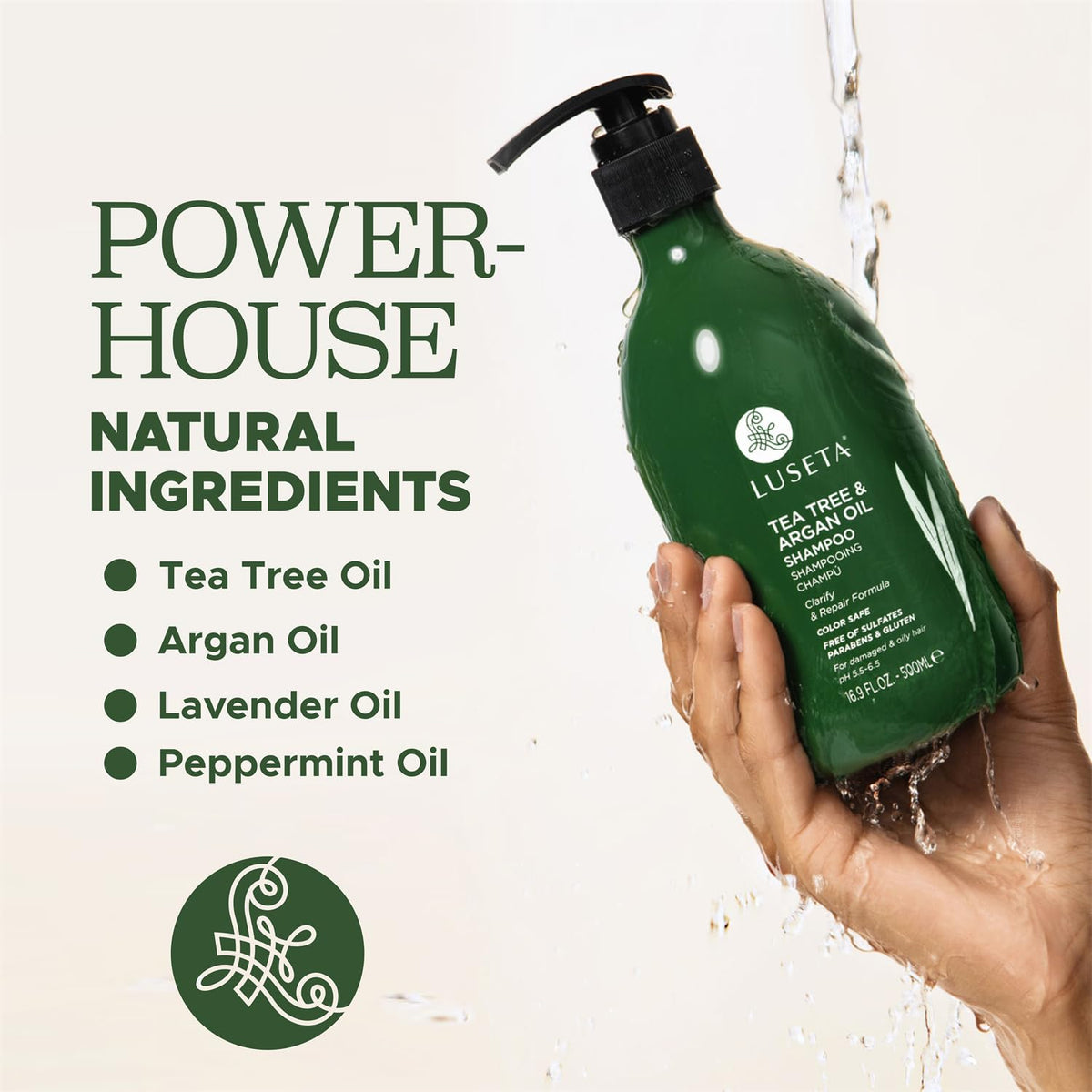 Luseta shampoo lather on wet hair showing effective cleansing foam