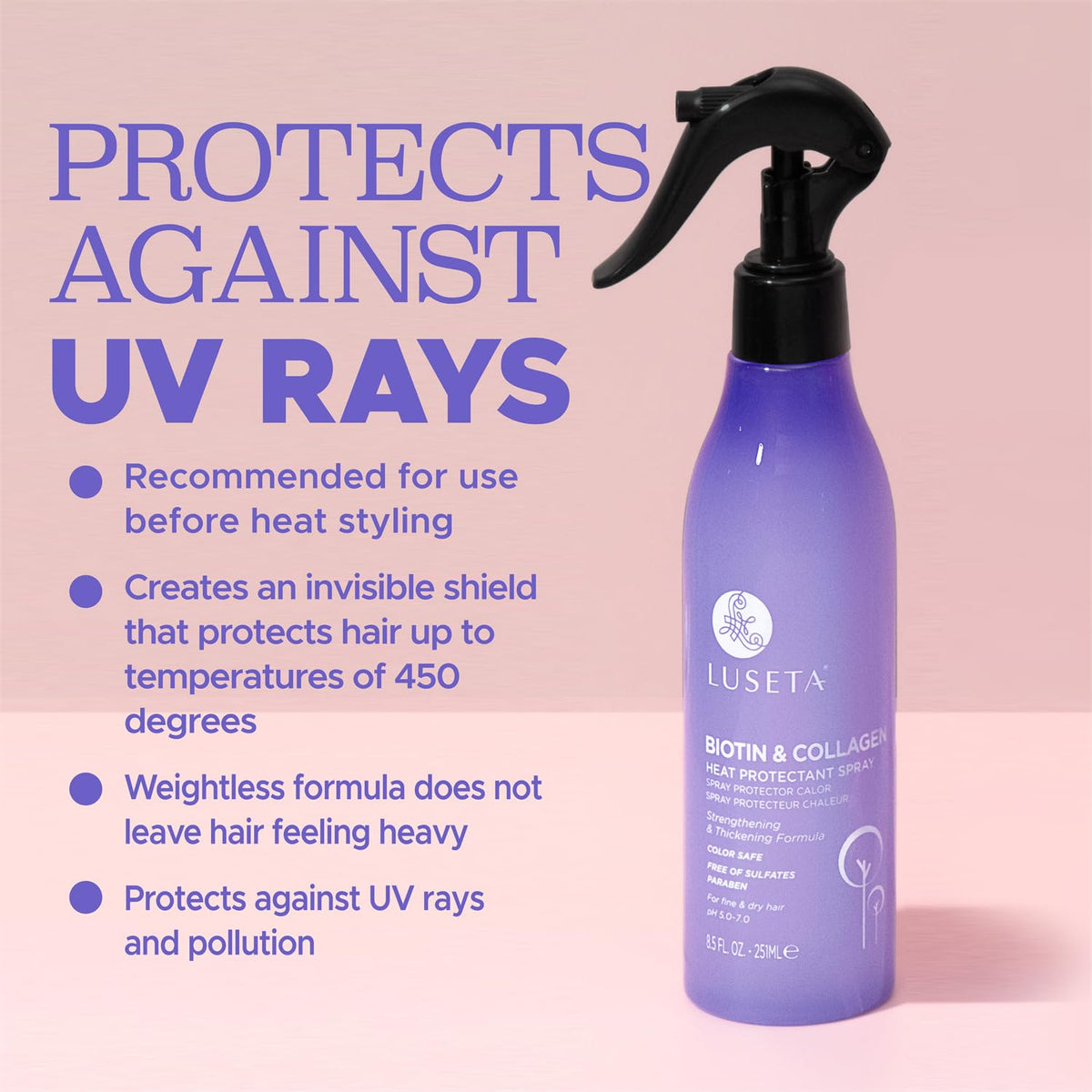 Luseta fine-mist texture visible on hand for lightweight protection