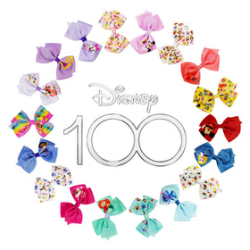 LUV HER front packaging showing 18-piece Disney bow set and safe materials benefit