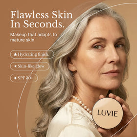 LUVIE open compact with sponge applicator, benefit: mess-free precise application