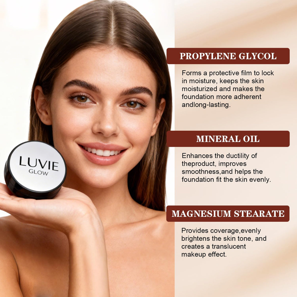 Luvie Glow mushroom puff detail highlighting soft applicator for smooth finish