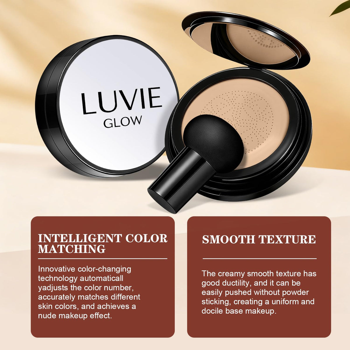 Luvie Glow swatches on arm demonstrating warm golden shade for natural blending