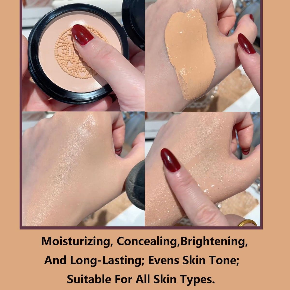 Luvie Glow texture close-up on skin showing satin finish and smooth coverage benefit