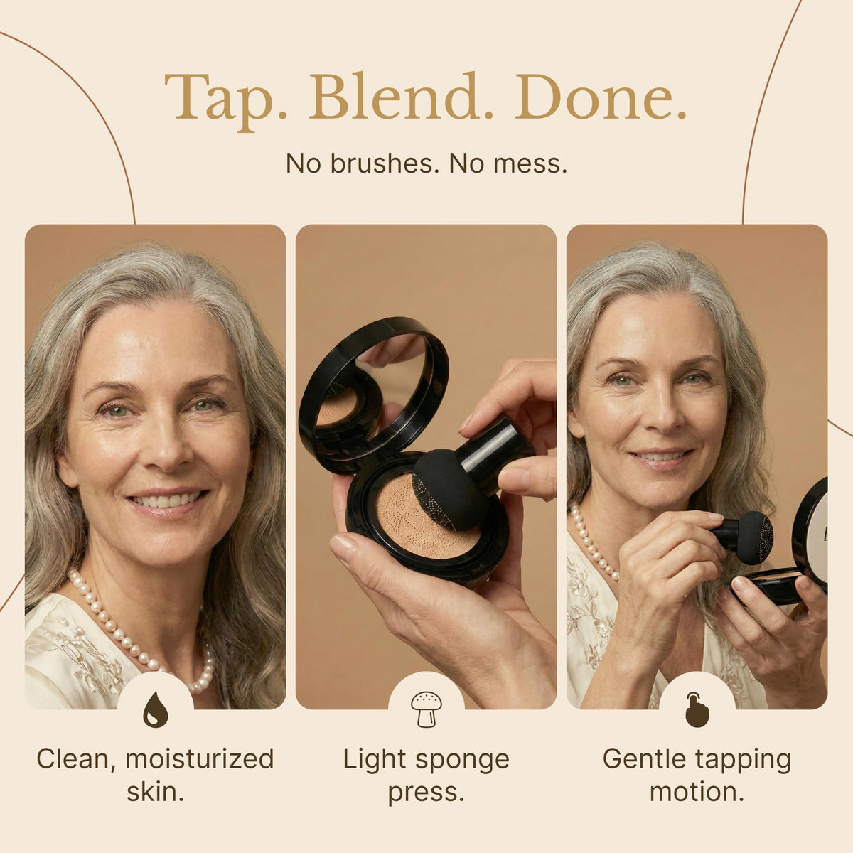 LUVIE foundation texture close-up highlighting dewy finish and smooth blendability