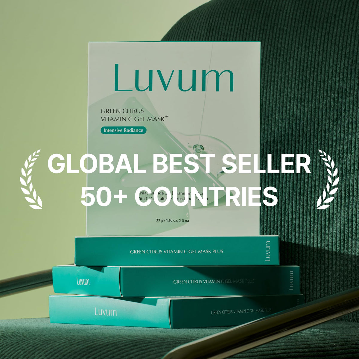LUVUM open mask on tray highlighting thin transparent hydrogel sheet