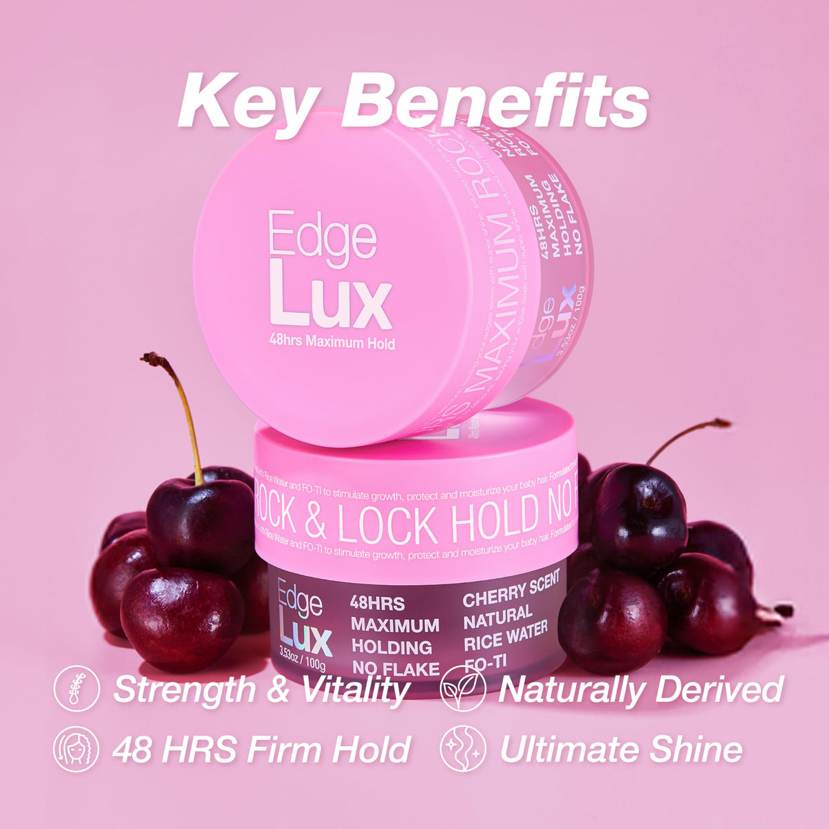 Lux Collection open jar texture close-up showing smooth gel for sleek edges