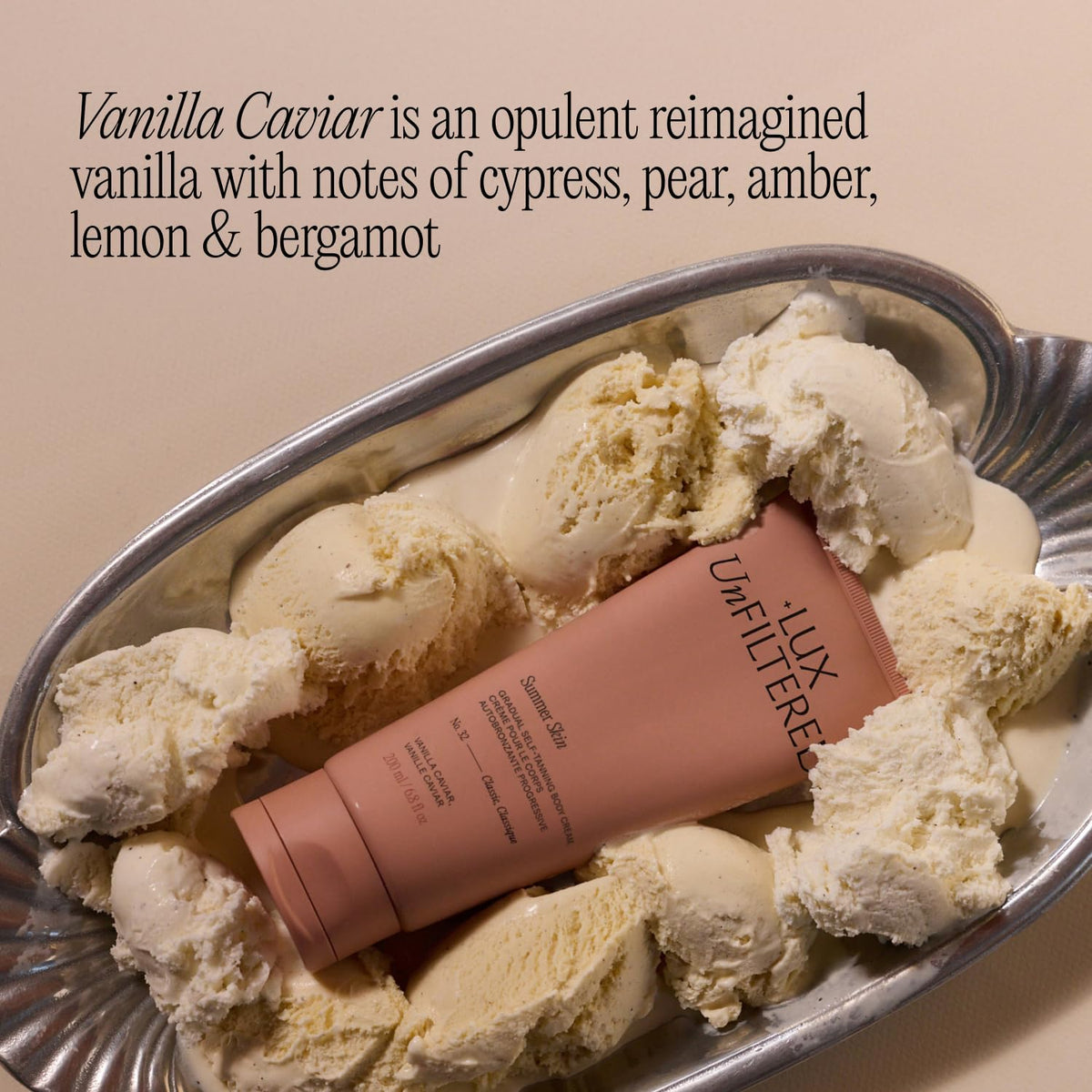 Lux Unfiltered application on arm showing even spread for streak-free, natural-looking tan