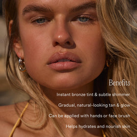 Lux Unfiltered drops blended into moisturizer for customizable bronze application