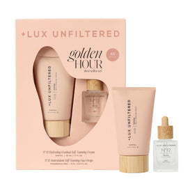 Lux Unfiltered mini golden hour set front box shows compact travel-ready packaging and gifting appeal