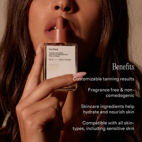 Lux Unfiltered drops blended into moisturizer illustrating how the product mixes seamlessly for customization