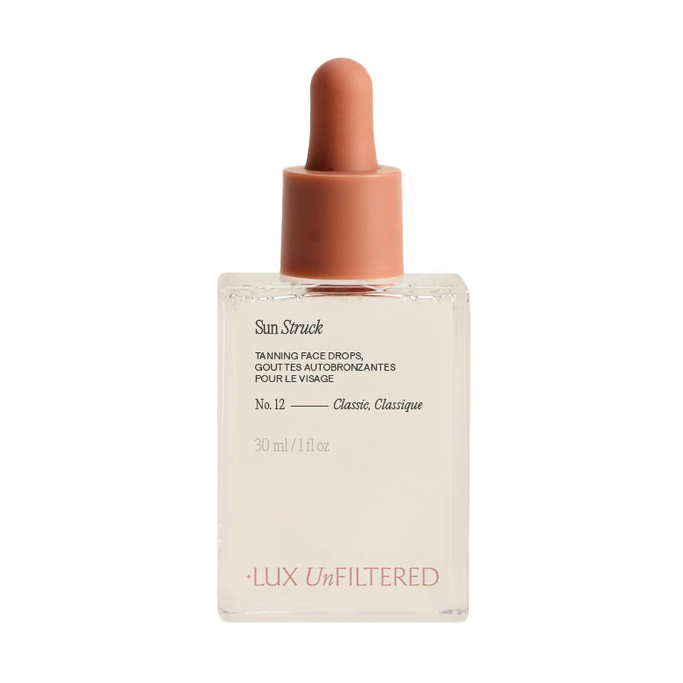 Lux Unfiltered front bottle showing product label and clear serum for easy identification and trust