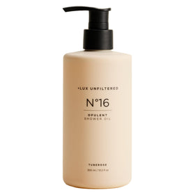 Lux Unfiltered front bottle showing elegant label and tuberose scent benefit