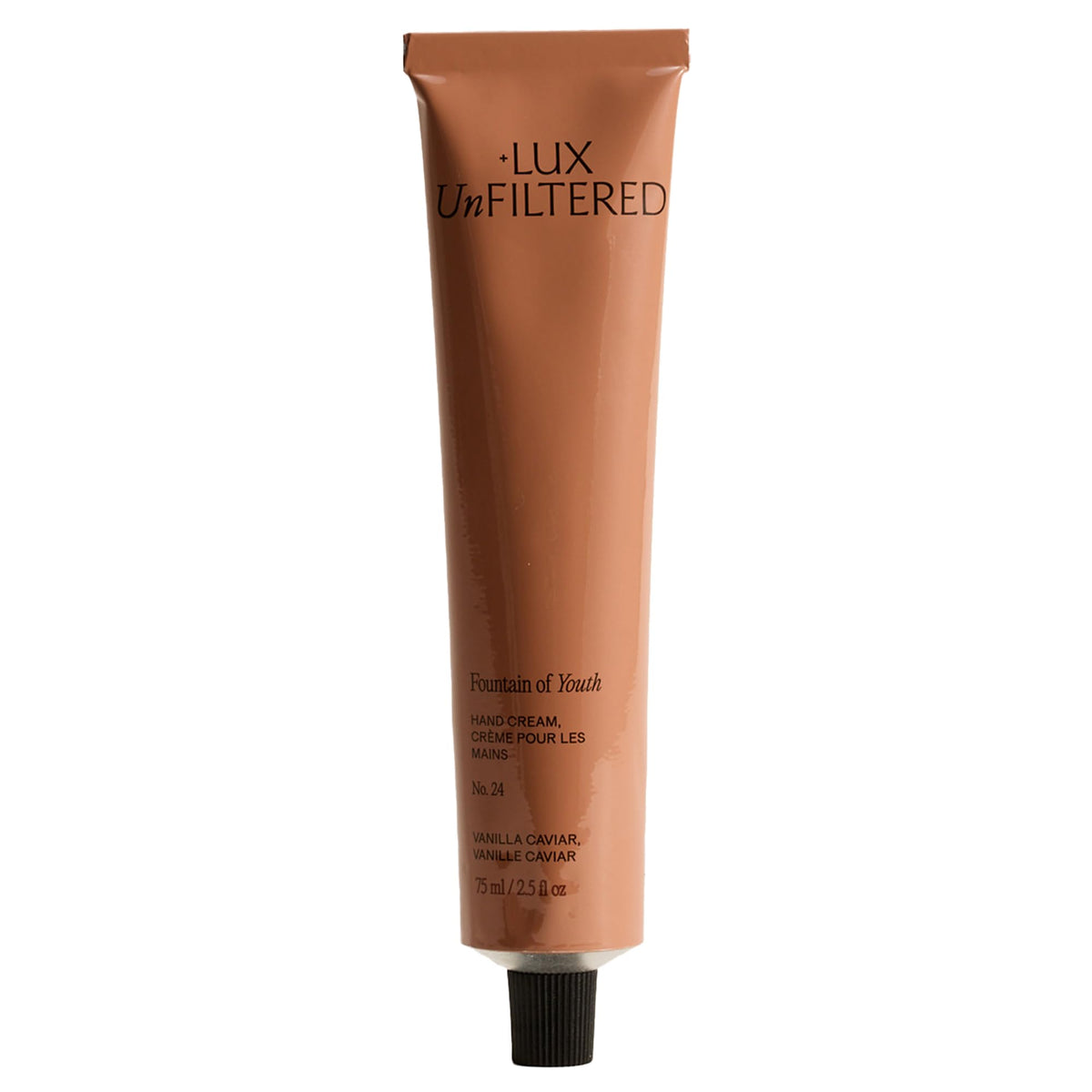 Lux Unfiltered N°24 front packaging showing elegant tube and label, implying premium care