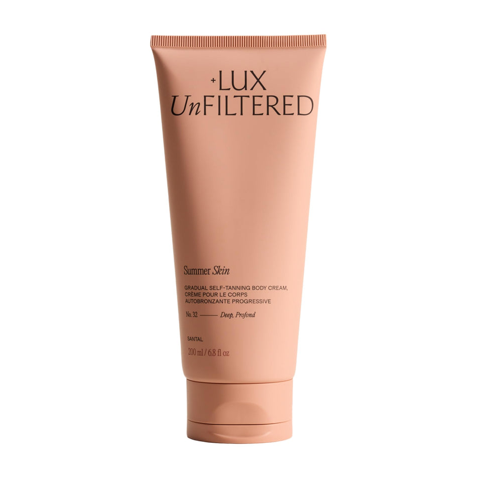 Lux Unfiltered N°32 front packaging showing bottle and branding with clear benefits