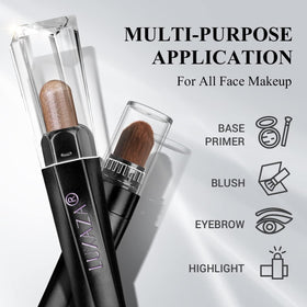 LUXAZA blending brush closeup showing soft synthetic bristles for even blending