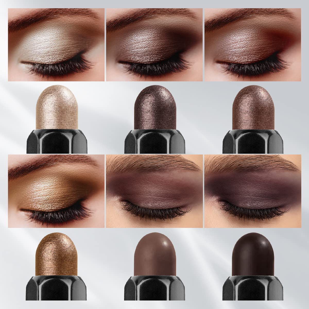 LUXAZA swatches on arm showing coordinated taupe mauve shades for mixing