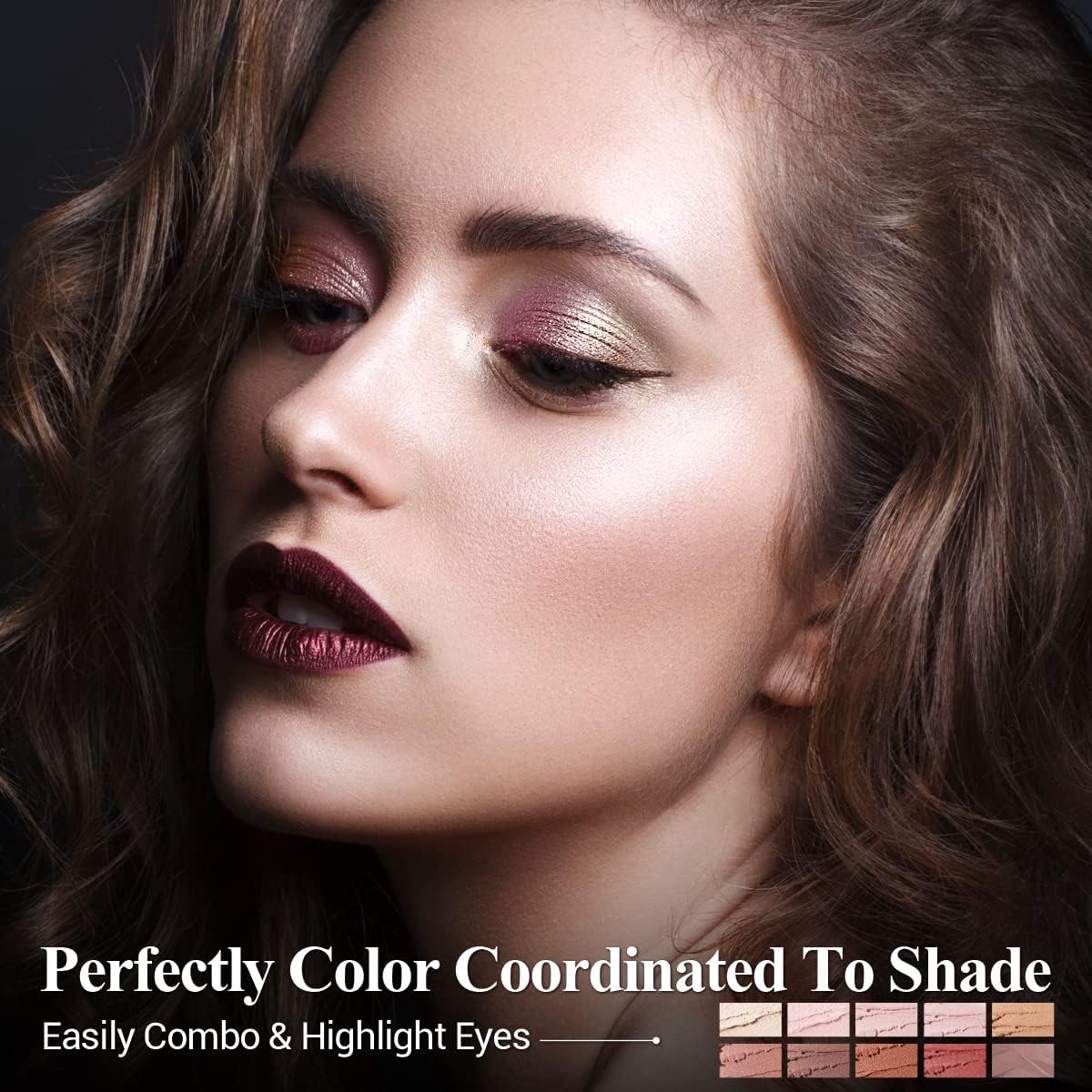 LUXAZA lid application on skin showing shimmer payoff that brightens eyes