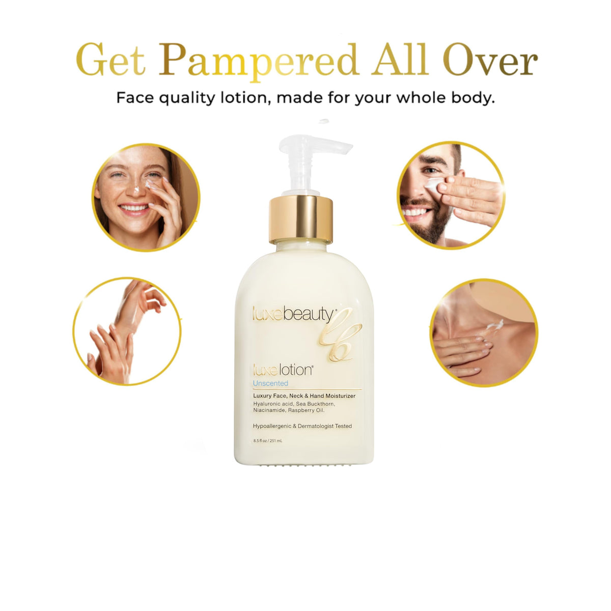 LUXE Beauty on hands after washing showing soft, smooth skin benefit