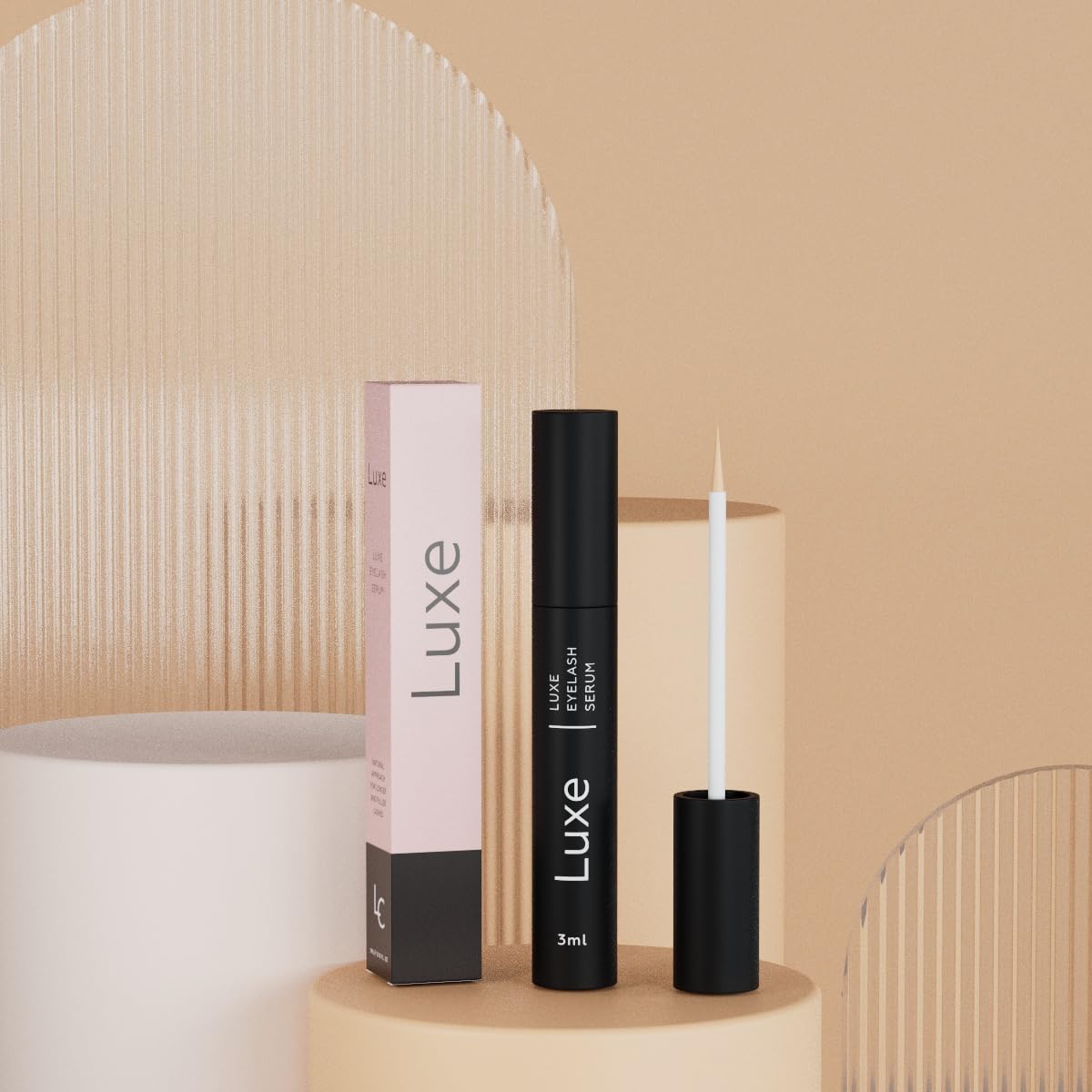 LUXE bottle in hand to show compact 3mL travel-friendly benefit