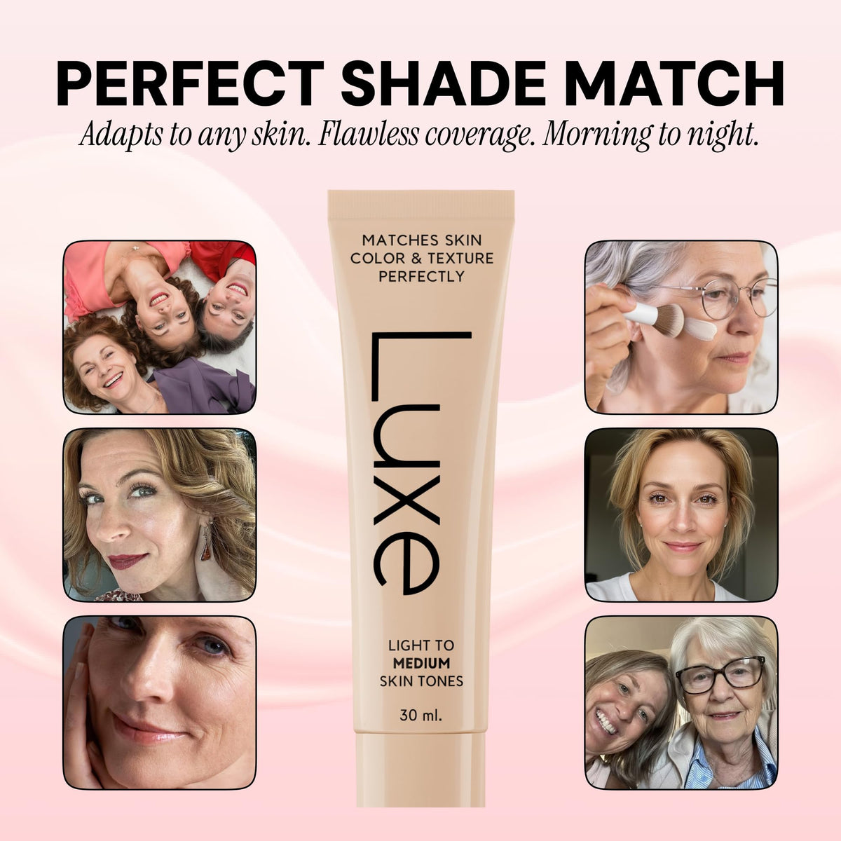 LUXE open cap with microbeads visible to demonstrate adaptive pigment release