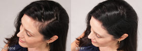 LUXE hands applying fibers to hair demonstrating quick application and natural look