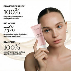 LUXE primer application on T-zone demonstrating instant mattifying grip benefit