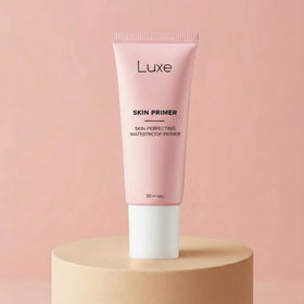 LUXE primer lifestyle morning routine with product boosting long-wear makeup benefit