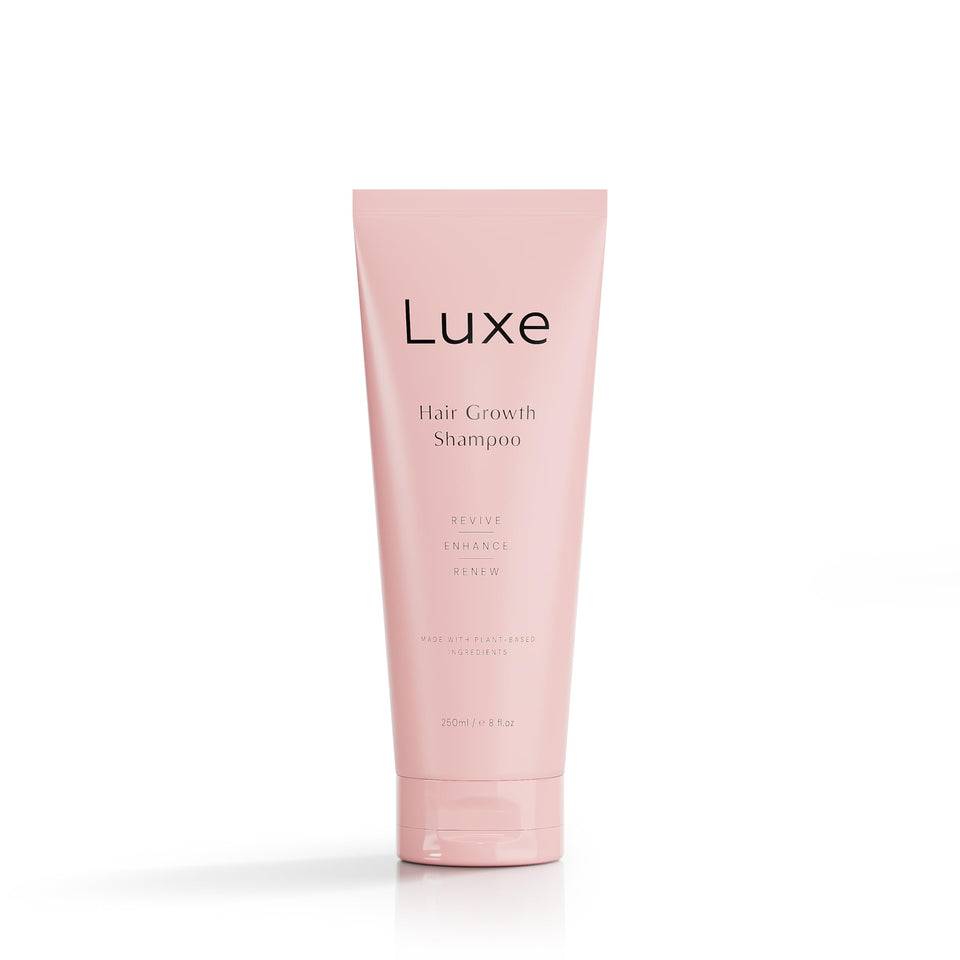 LUXÉ shampoo front bottle showing label and size for confident purchase