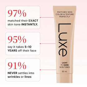 Luxe texture close-up showing creamy consistency that blends smoothly on skin
