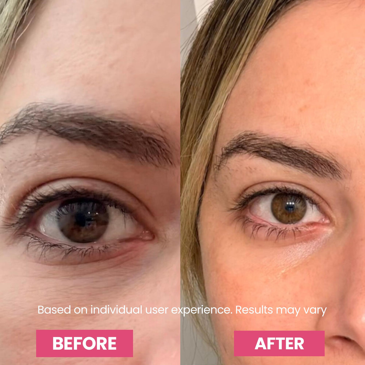 LUXE balm applied under eye, instant refreshing benefit
