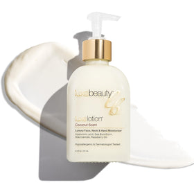 LUXELOTION front packaging showing clean label and coconut scent benefit