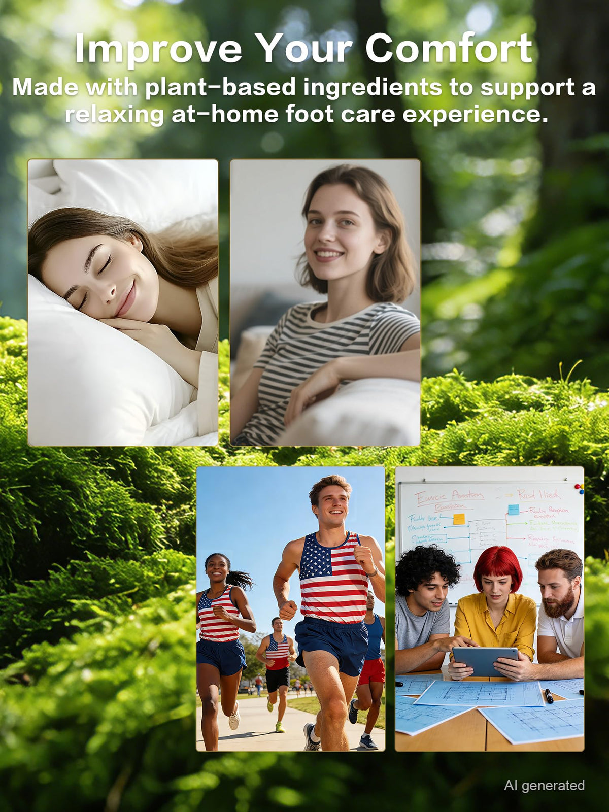 LuxeVital pad applied to foot while in bed showing hands-free overnight convenience