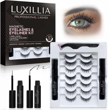 Luxillia front packaging showing the complete 10-piece lash kit and benefits