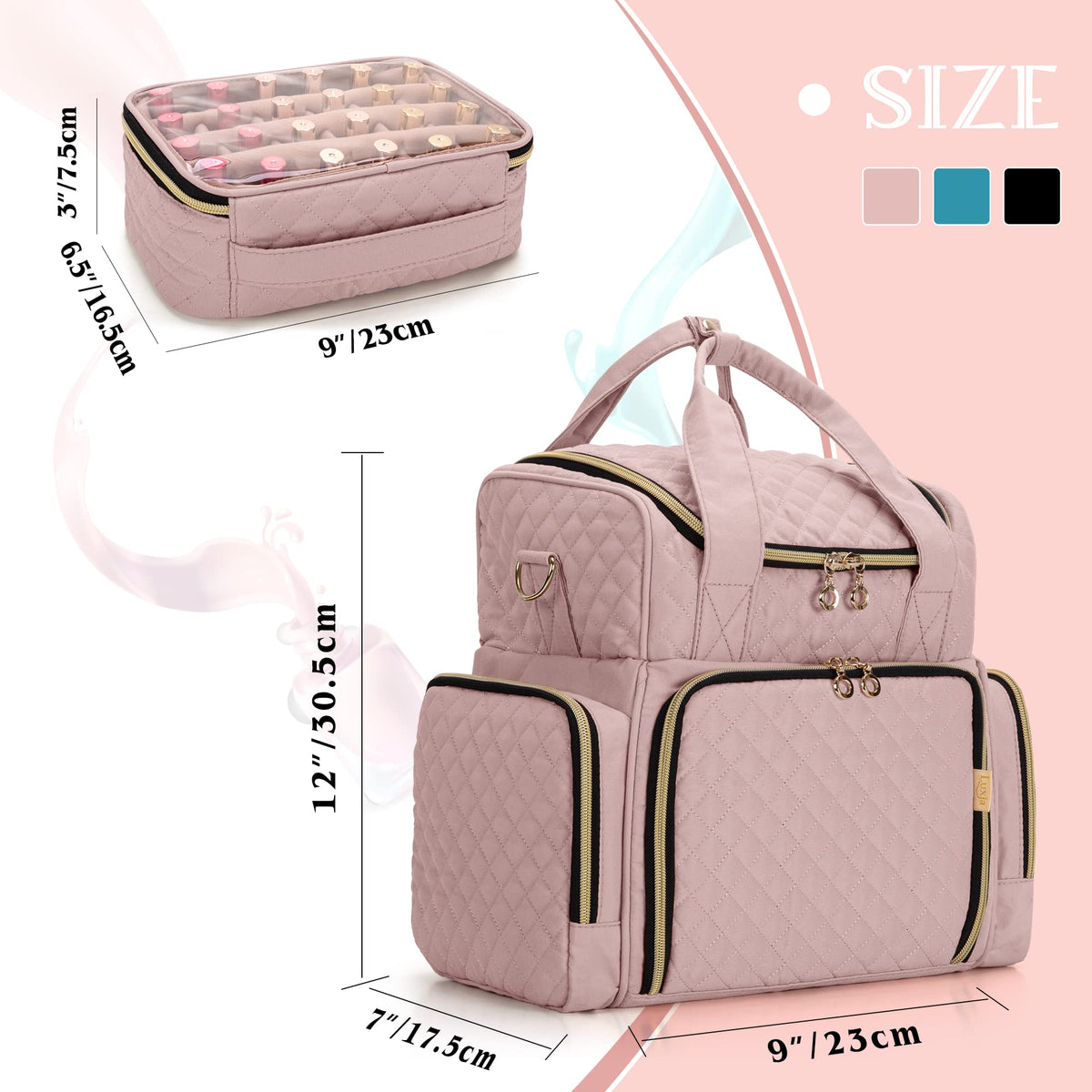 LUXJA transparent inner pocket with accessories visible, easy identification