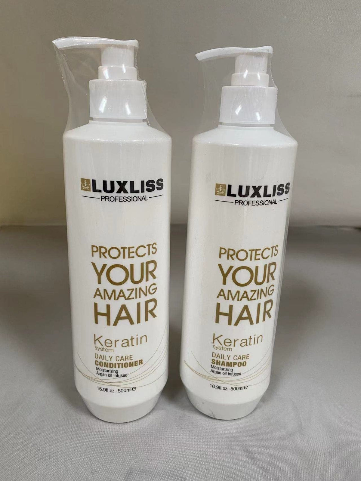Luxliss label close-up showing ingredients and product claims