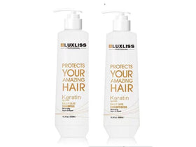 Luxliss front packaging pair showing bottles and benefits