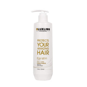 Luxliss bottles in bathroom lifestyle showing daily routine benefit
