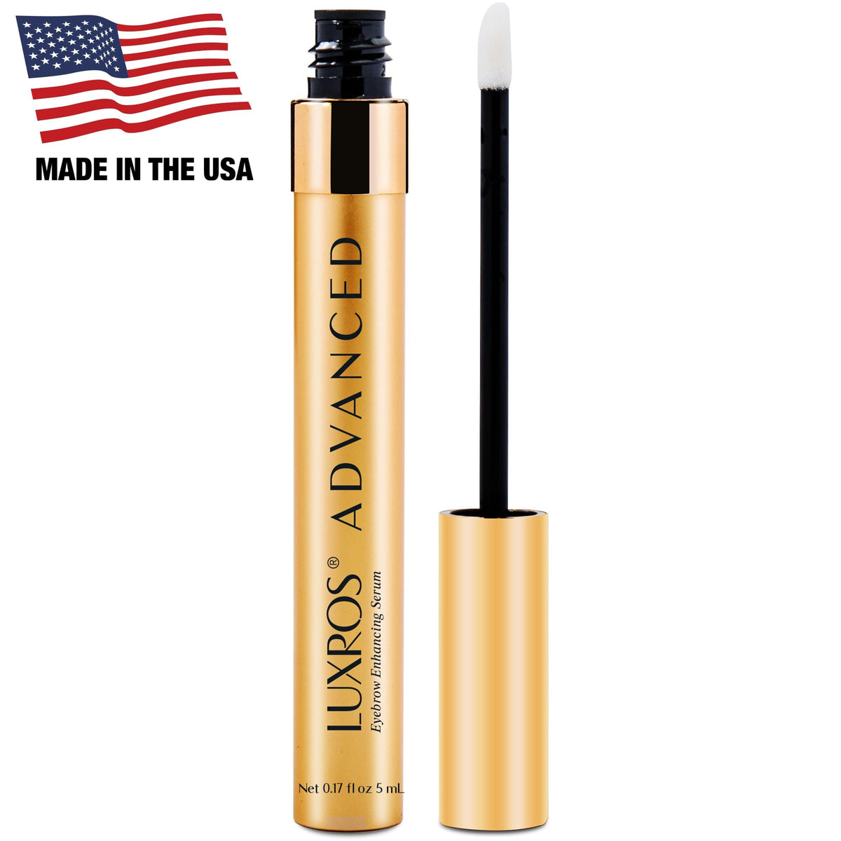 LUXROS applicator detail displaying brush tip for precise brow application