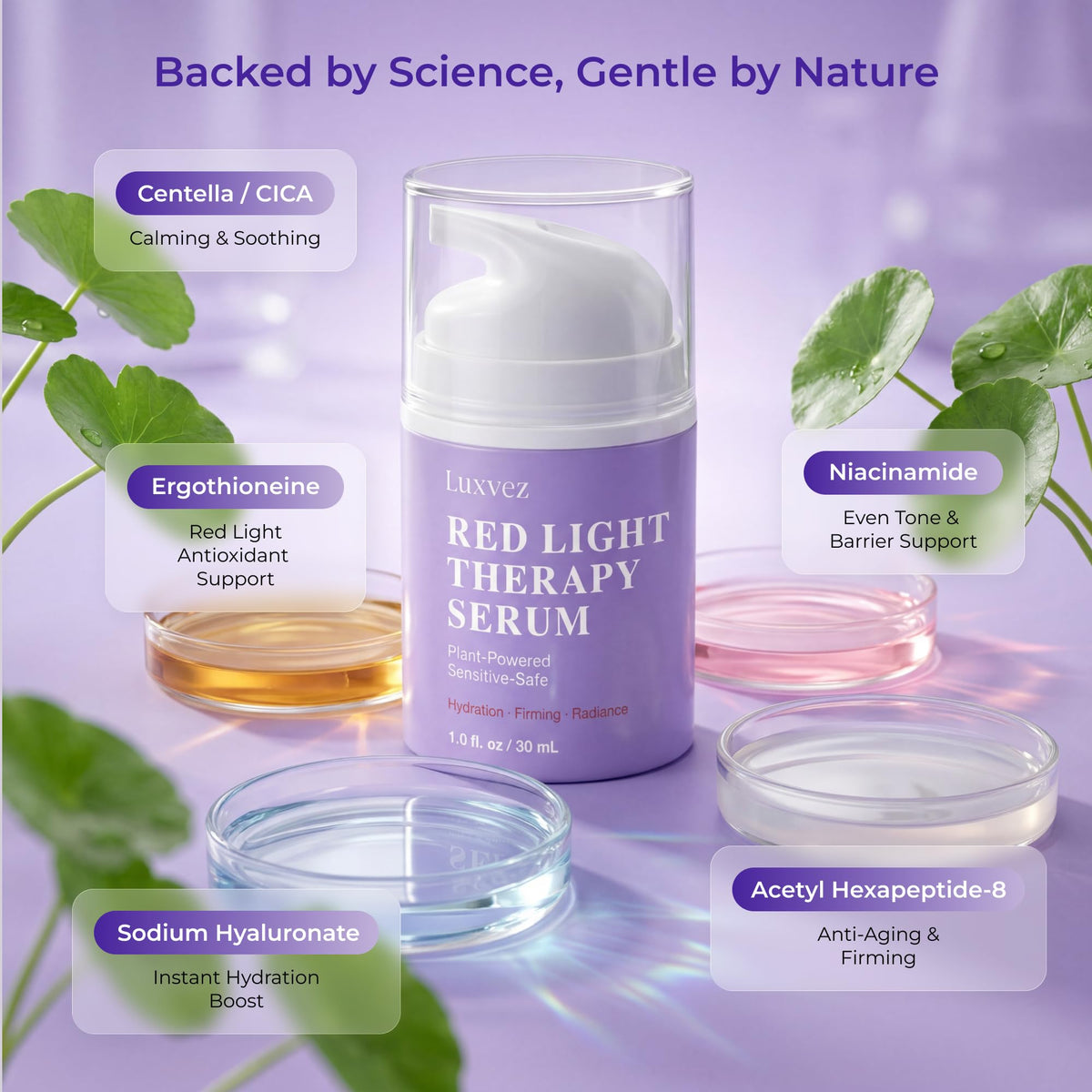 Luxvez serum applied while moving an LED device for even contact