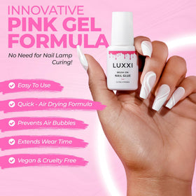 LUXXI precision brush close-up for accurate glue placement and less mess